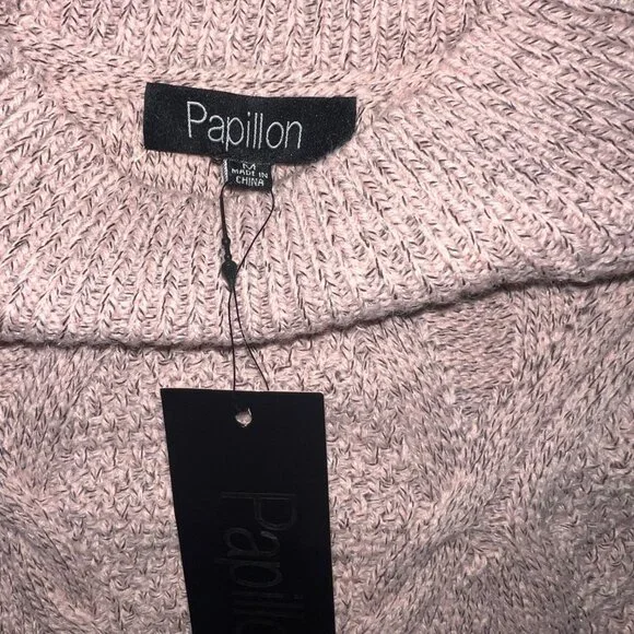 NWT Woman’s Papillon Blush Pink Cable Knit Sweater